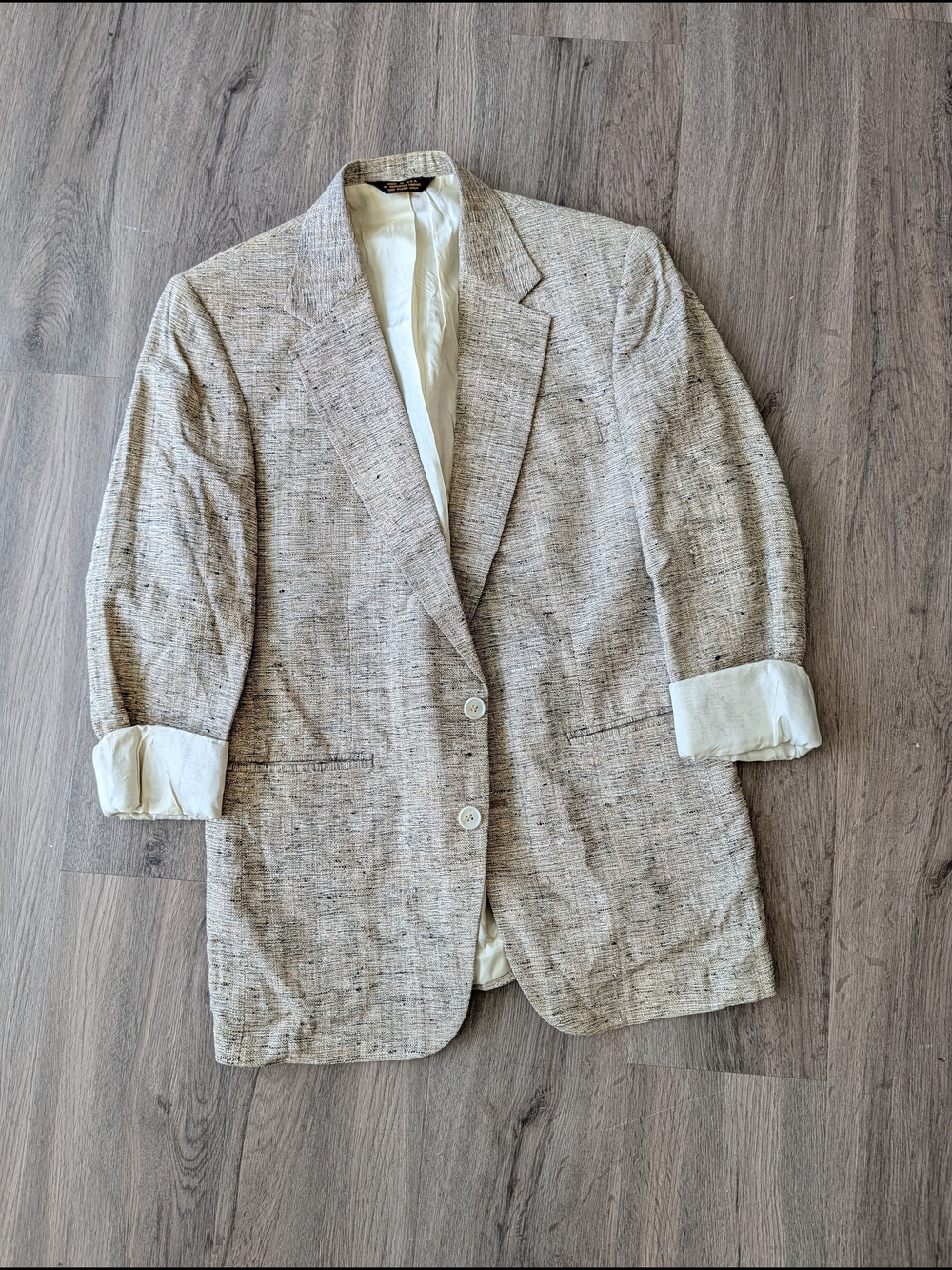 Vintage Austin Manor Light Beige Textured Tweed Blazer